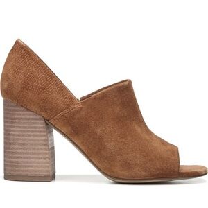 Franco Sarto A Ellison Brown Leather Bootie Block Heel Sandal